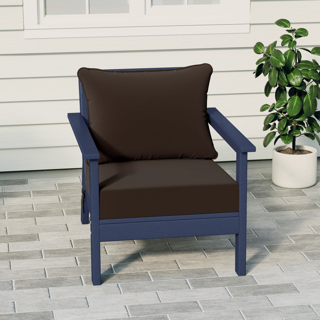 Avalon Outdoor Modern HDPE Patio Club Chair with Deep Seat Cushions