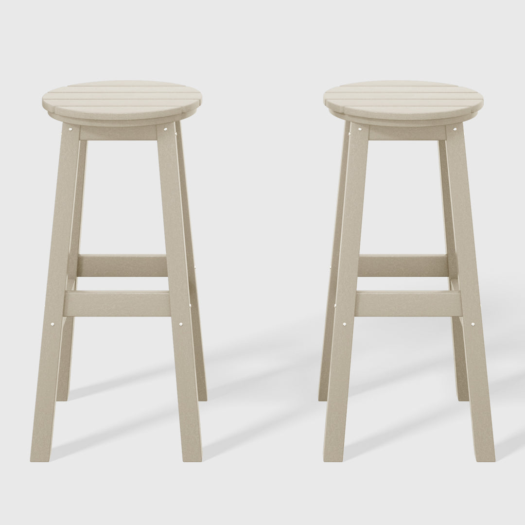 Malibu 29" HDPE Outdoor Patio Round Bar Stool (Set of 2)