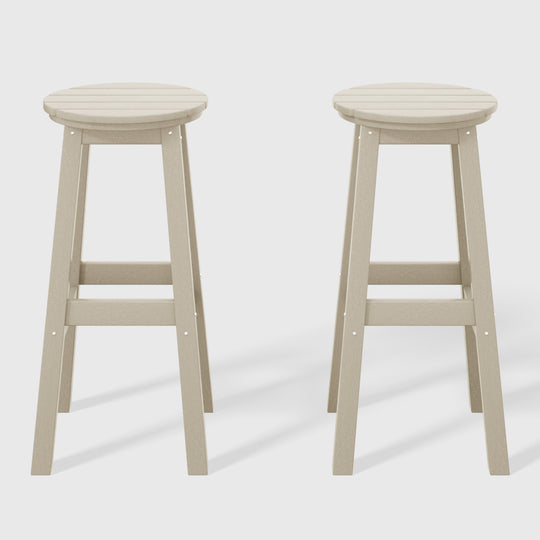 Malibu 29" HDPE Outdoor Patio Round Bar Stool (Set of 2)