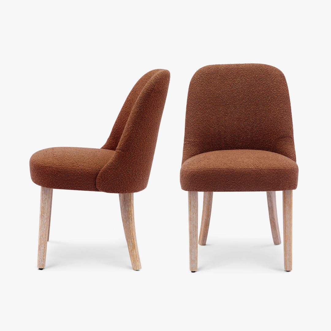 Genevieve Mid-Century Modern Upholstered Boucle Dining Chair (Set of 2)