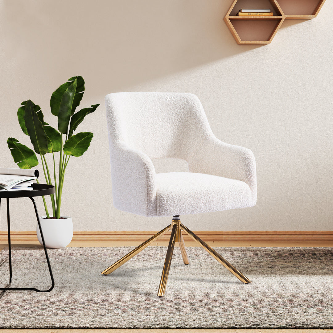 Genevieve Mid-Century Modern Wide Boucle Swivel Accent Arm Chair