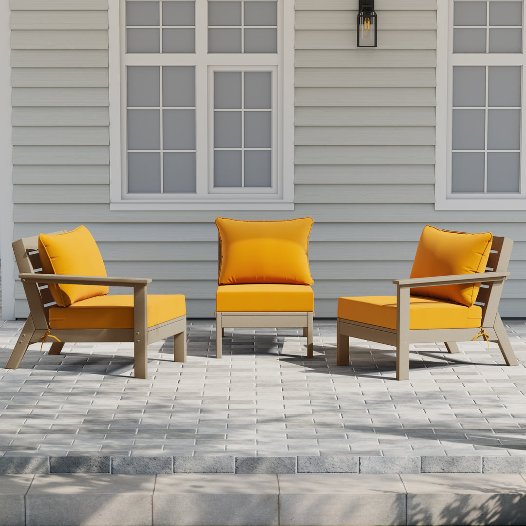 Avalon Outdoor Patio HDPE Sectional Sofa with Patio Cushions