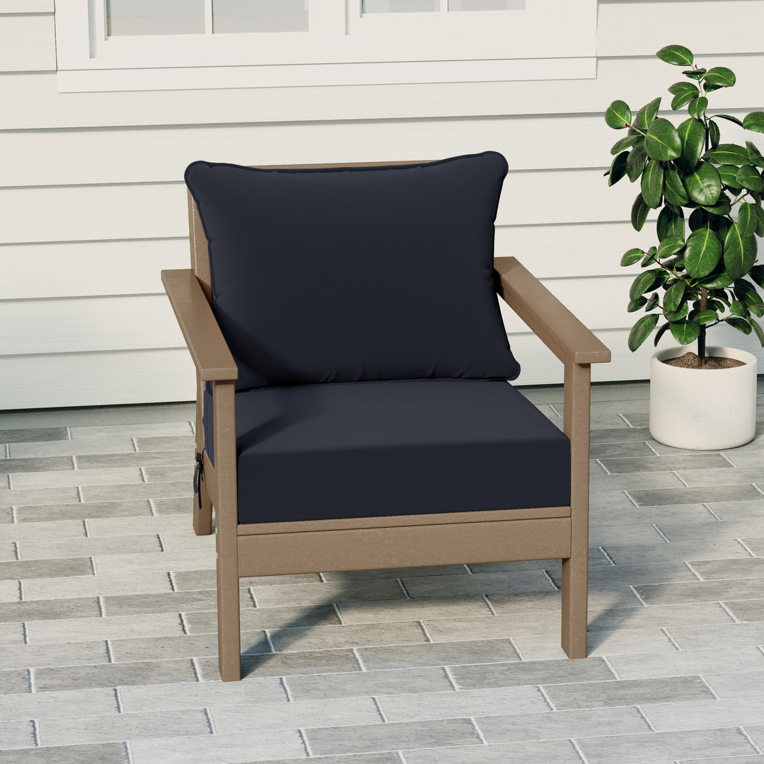 Avalon Outdoor Modern HDPE Patio Club Chair with Deep Seat Cushions