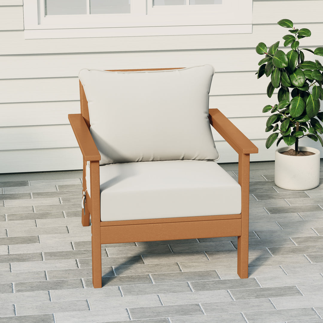 Avalon Outdoor Modern HDPE Patio Club Chair with Deep Seat Cushions