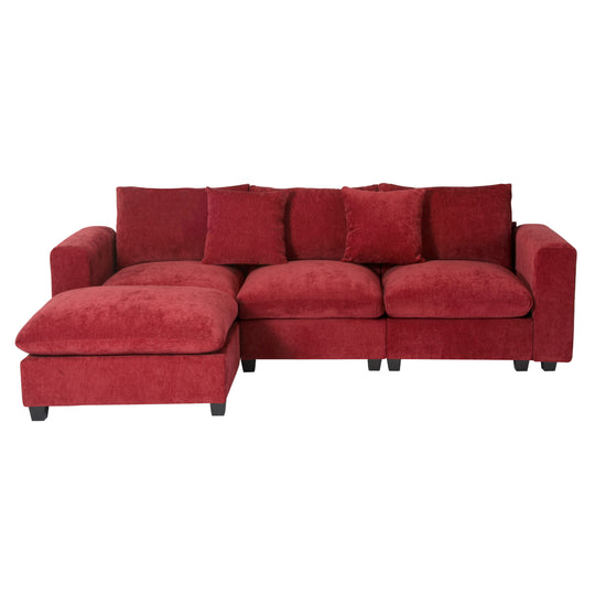 Augusta 99" Modular Chenille L-Shaped Sectional Sofa and Chaise With USB/Type-C Ports and Side Pockets