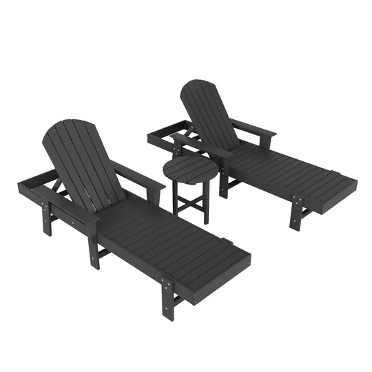 Dylan 3 Piece Adirondack Poly Reclining Chaise Lounge With Arms