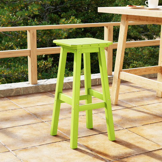Malibu 29" HDPE Outdoor Patio Square Bar Height Bar Stool