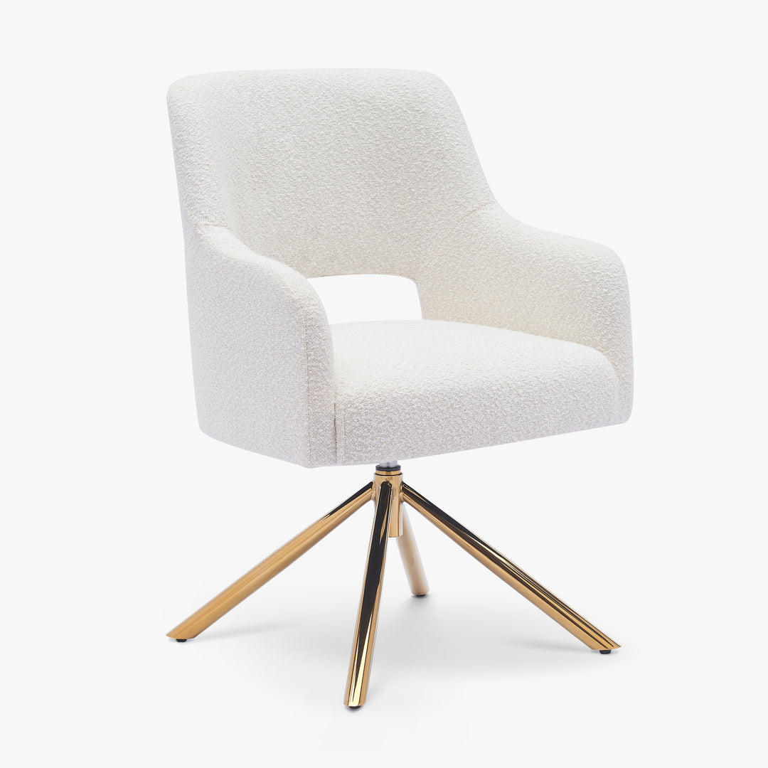 Genevieve Mid-Century Modern Wide Boucle Swivel Vanity Chair