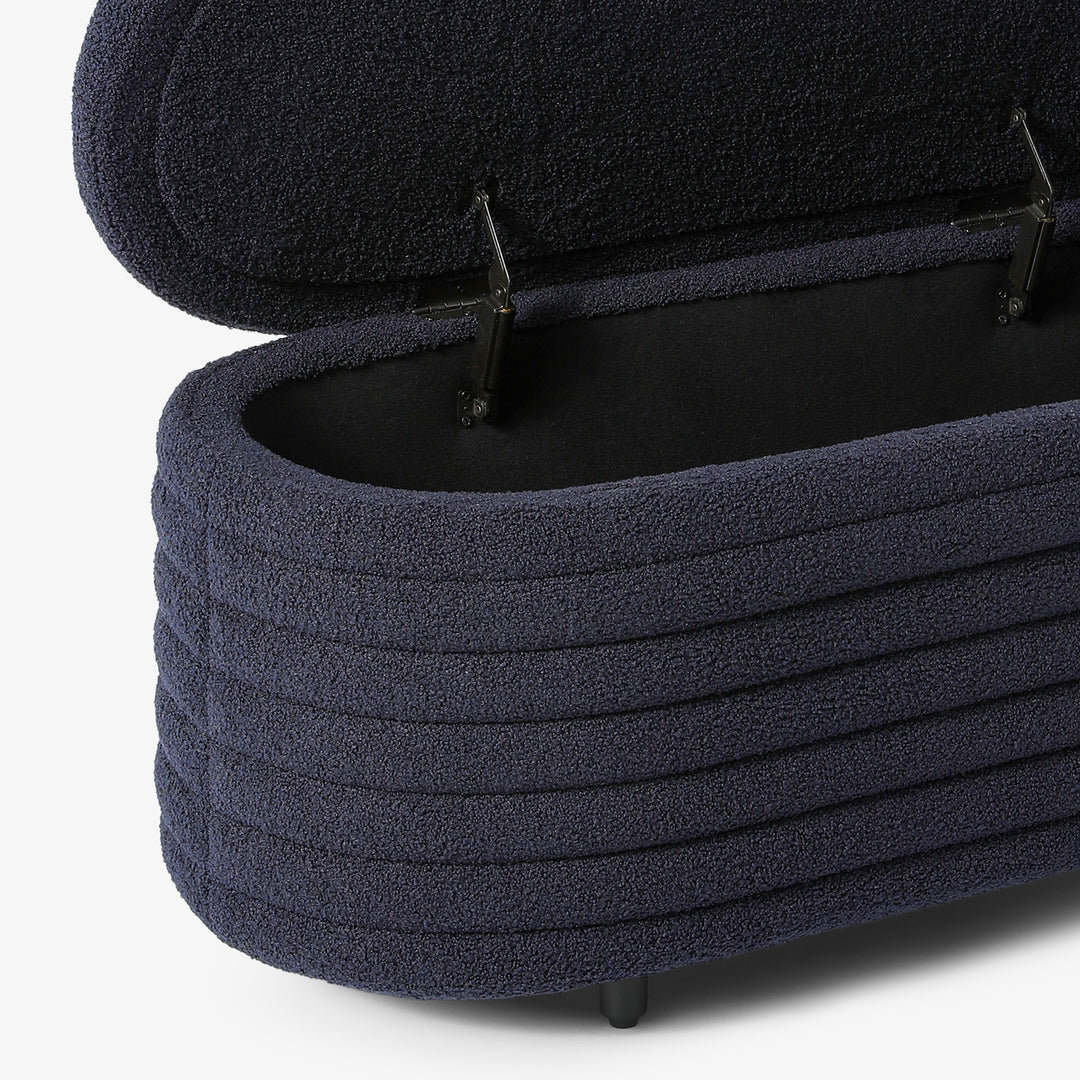 Alexandria 42" Wide Mid-Century Modern Upholstered Teddy Sherpa Tufted Oval Storage Ottoman Bench