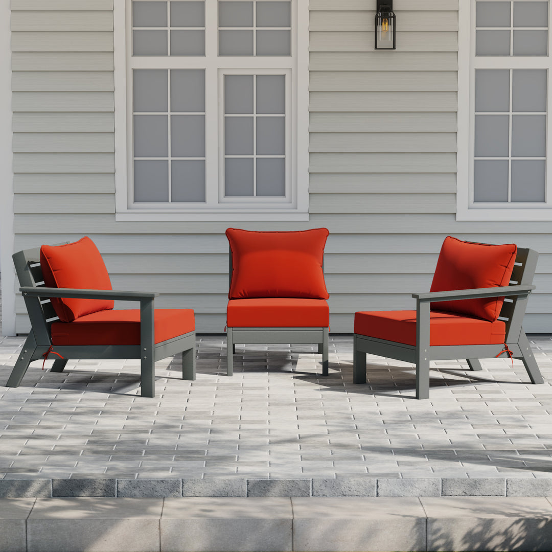 Avalon Outdoor Patio HDPE Sectional Sofa with Patio Cushions