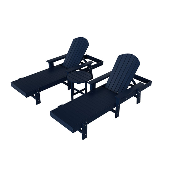 Dylan 3 Piece Adirondack Poly Reclining Chaise Lounge With Arms