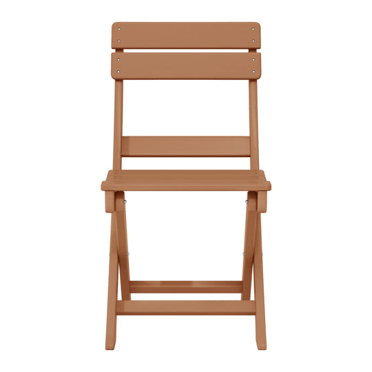 Malibu 3-Piece Outdoor HDPE Folding Patio Bistro Table and Chairs