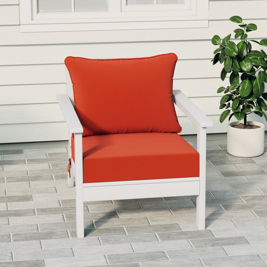 Avalon Outdoor Modern HDPE Patio Club Chair with Deep Seat Cushions