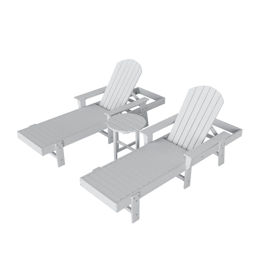 Dylan 3 Piece Adirondack Poly Reclining Chaise Lounge With Arms