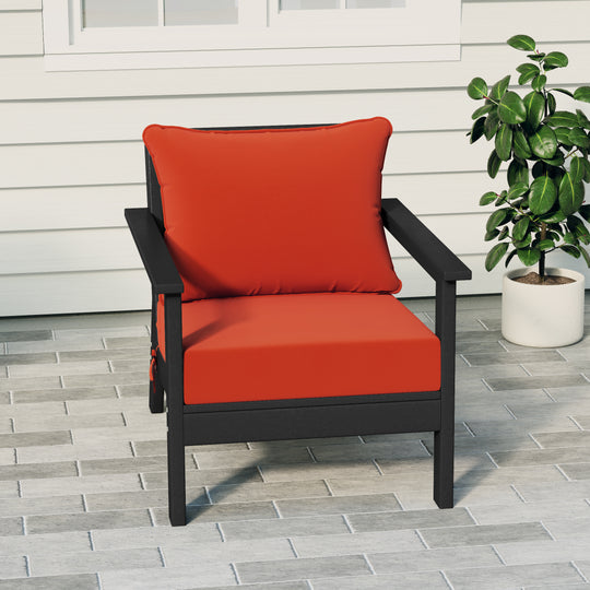Avalon Outdoor Modern HDPE Patio Club Chair with Deep Seat Cushions
