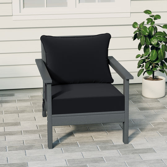 Avalon Outdoor Modern HDPE Patio Club Chair with Deep Seat Cushions
