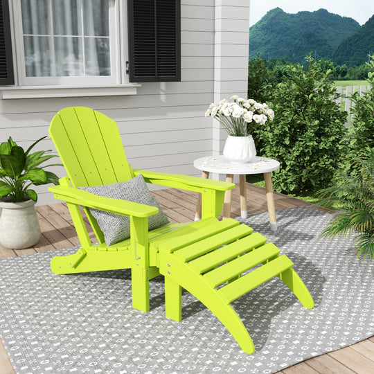 Malibu 2 piece set classic Adirondack chair with ottoman (1 seater)