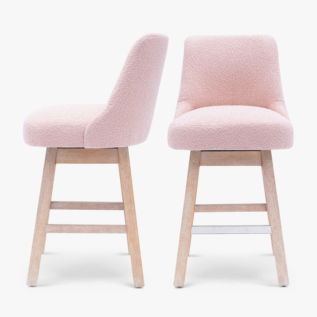 Genevieve 26" Upholstered Swivel Counter Height Bar Stools (Set of 2)