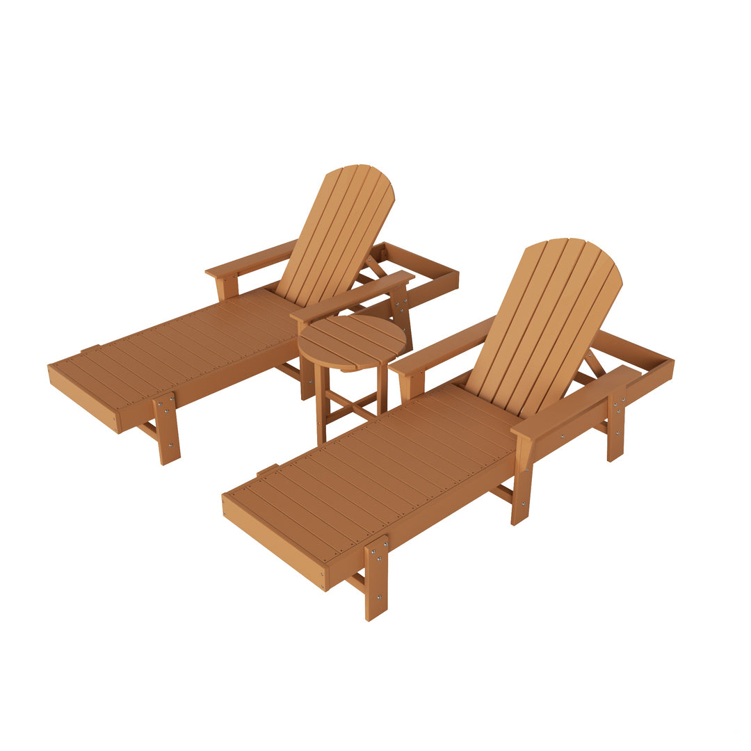 Dylan 3 Piece Adirondack Poly Reclining Chaise Lounge With Arms