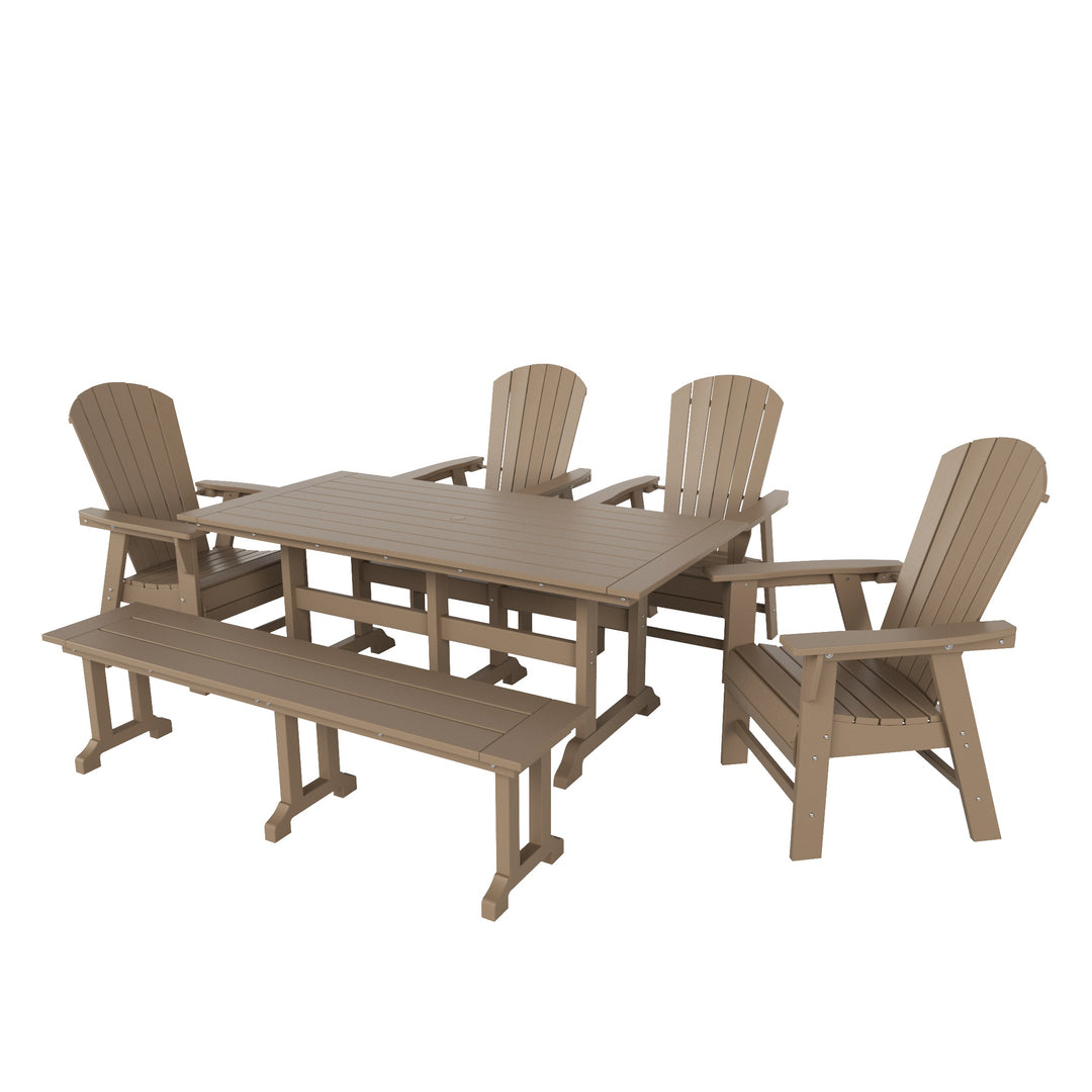 Dylan 6 Piece Outdoor Patio Dining Table and Armchair Dining Bench Set