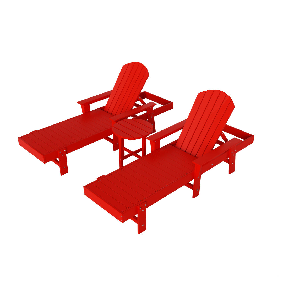 Dylan 3 Piece Adirondack Poly Reclining Chaise Lounge With Arms