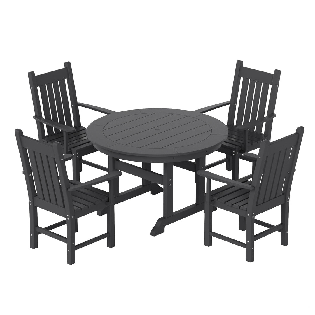 Malibu 5 Piece Outdoor Patio Dining Set Outdoor Round Table and Armchair Set
