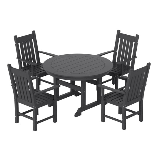 Malibu 5 Piece Outdoor Patio Dining Set Outdoor Round Table and Armchair Set