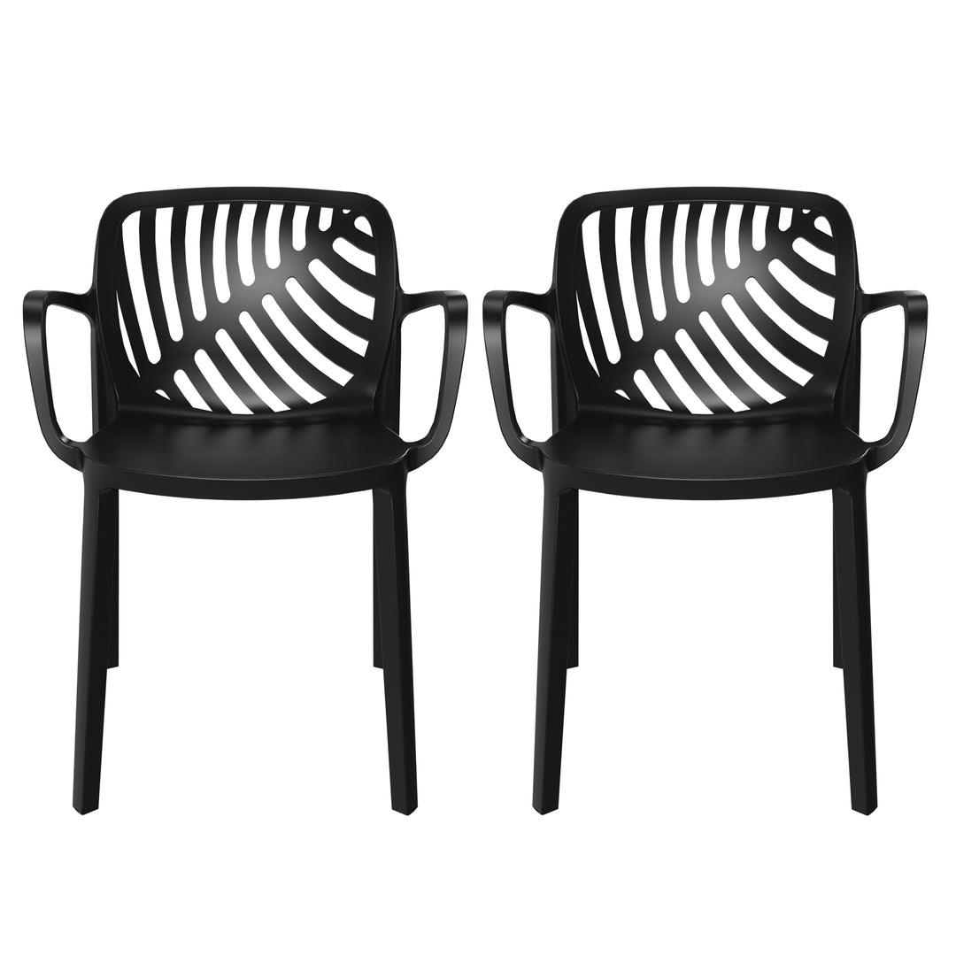 Playa Outdoor Modern Stackable Patio Dining Armchairs (Set of 2)
