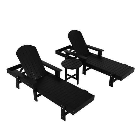 Dylan 3 Piece Adirondack Poly Reclining Chaise Lounge With Arms