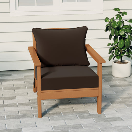 Avalon Outdoor Modern HDPE Patio Club Chair with Deep Seat Cushions