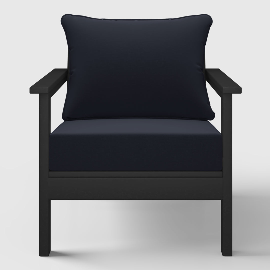Avalon Outdoor Modern HDPE Patio Club Chair with Deep Seat Cushions