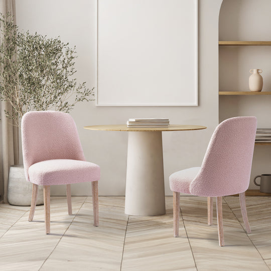 Genevieve Mid-Century Modern Upholstered Boucle Dining Chair (Set of 2)