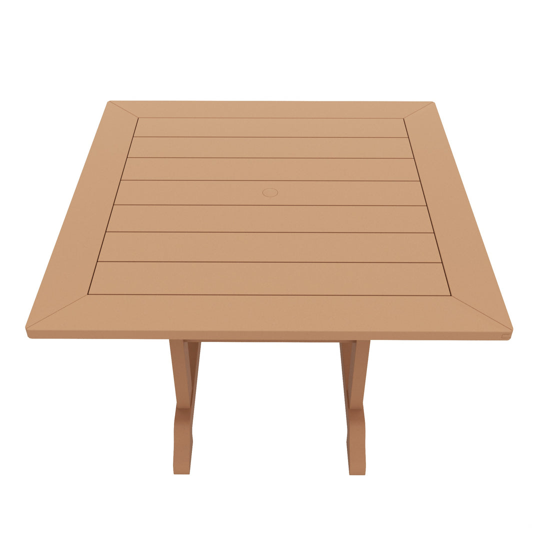 Malibu 5-Piece HDPE Square Patio Dining Table Set with Foldable Chairs