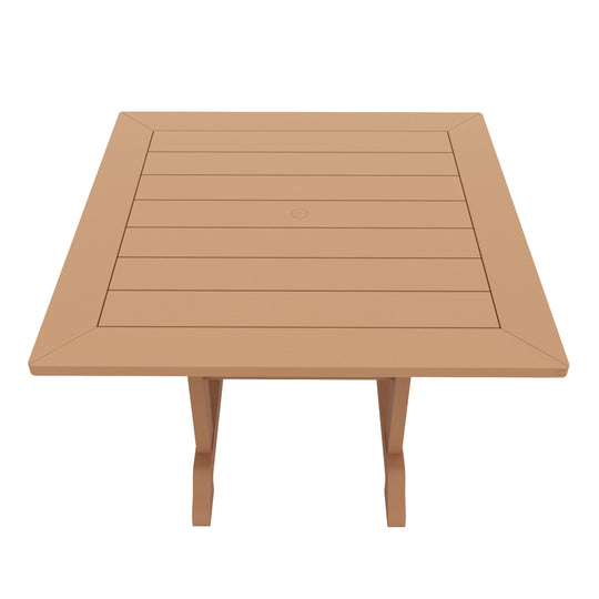 Malibu 5-Piece HDPE Square Patio Dining Table Set with Foldable Chairs