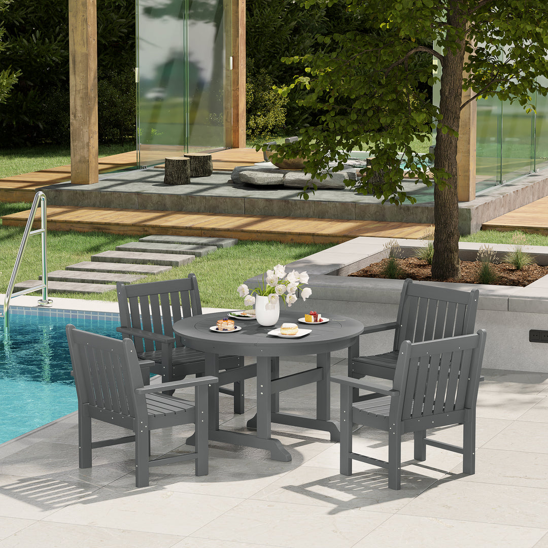 Malibu 5-Piece HDPE Outdoor Patio Chair and Round Table Dining Set