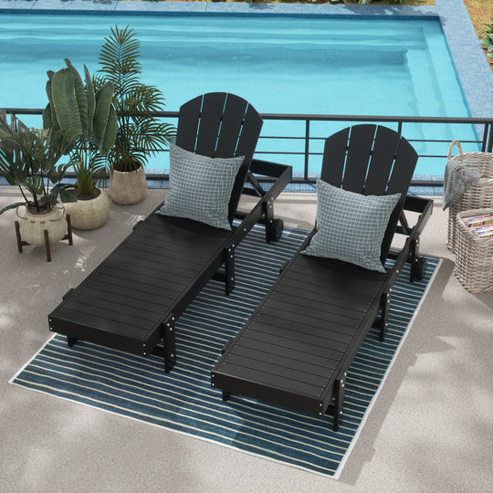 Malibu Adirondack Poly Reclining Chaise Lounge With Wheels (Set of 2)