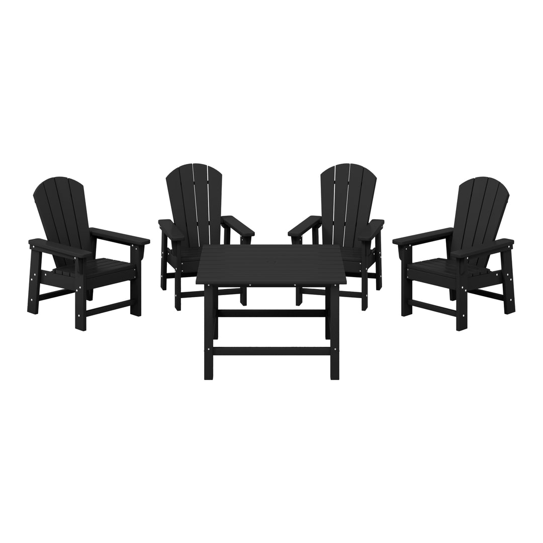 Malibu Kids 5-Piece HDPE Outdoor Square Patio Dining Table and Chairs Set