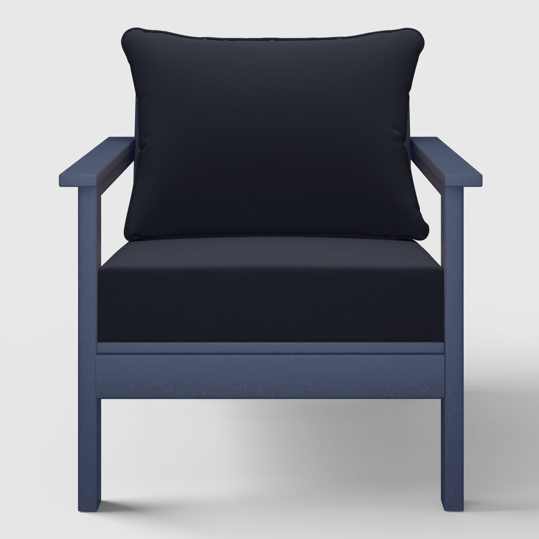 Avalon Outdoor Modern HDPE Patio Club Chair with Deep Seat Cushions