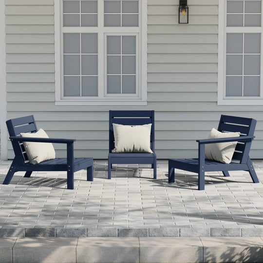 Avalon Outdoor Patio 3-Piece HDPE Deep Seating Sectional Sofa