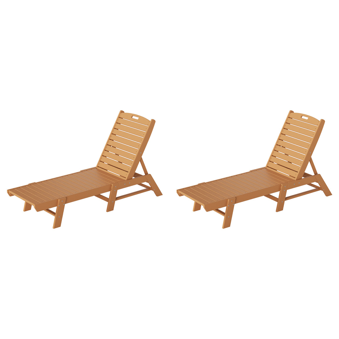 Malibu Poly Reclining Outdoor Patio Chaise Lounge Chair Adjustable (Set of 2)