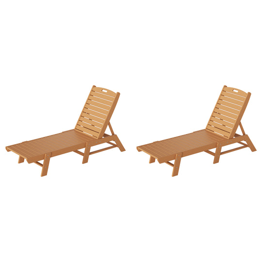 Malibu Poly Reclining Outdoor Patio Chaise Lounge Chair Adjustable (Set of 2)