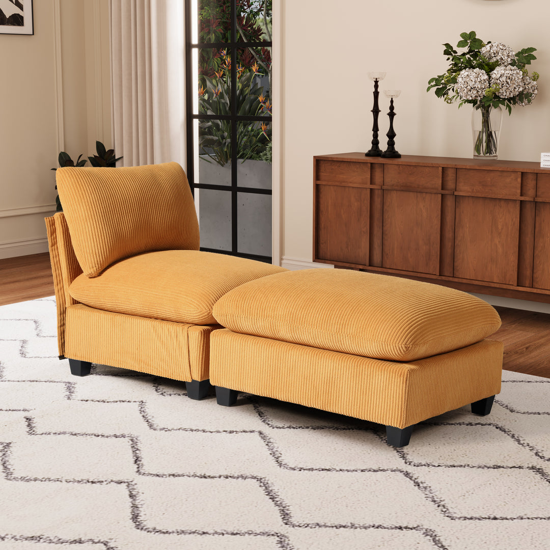 Hearthside 68.5" Corduroy Upholstered Indoor Chaise Lounge Chair