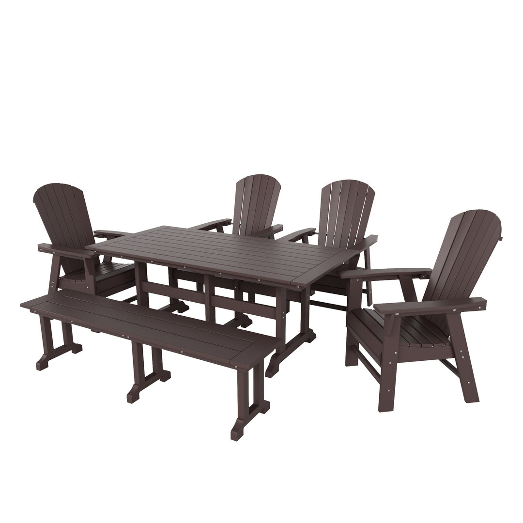 Dylan 6 Piece Outdoor Patio Dining Table and Armchair Dining Bench Set