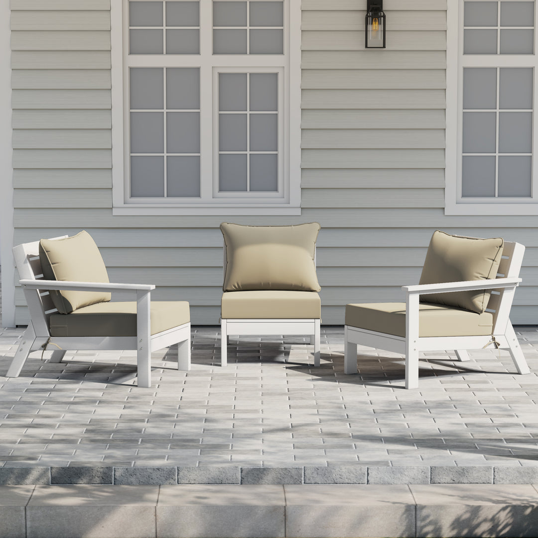 Avalon Outdoor Patio HDPE Sectional Sofa with Patio Cushions