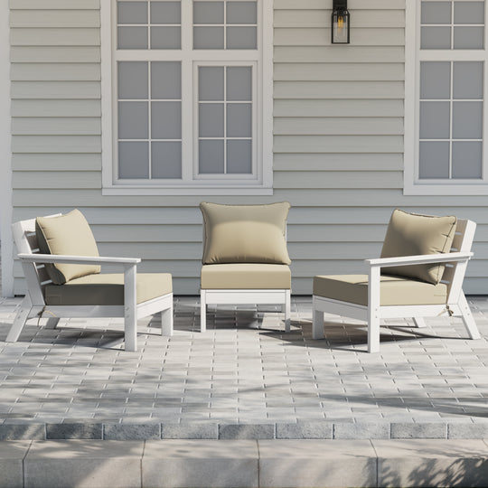 Avalon Outdoor Patio HDPE Sectional Sofa with Patio Cushions