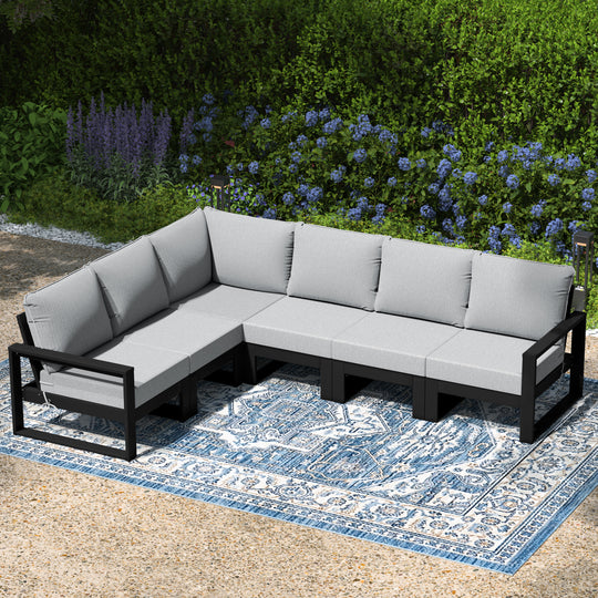 Montara 6-Piece Outdoor L-Shaped Patio Corner Sectional Sofa Conversation Set