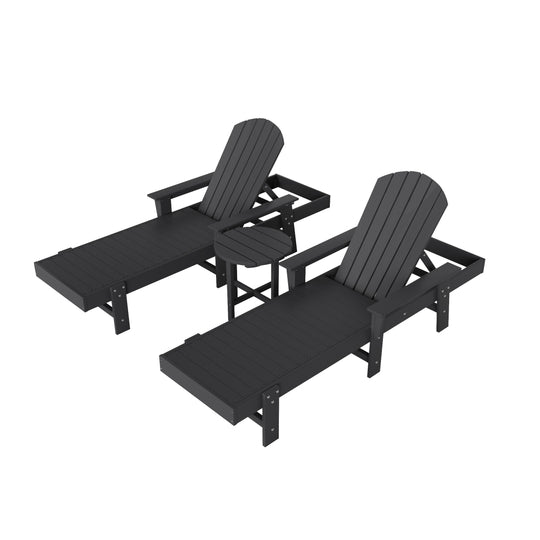 Dylan 3 Piece Adirondack Poly Reclining Chaise Lounge With Arms