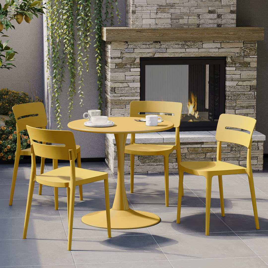 Playa Outdoor Modern Stackable Plastic Patio Dining Chairs (Set of 4)