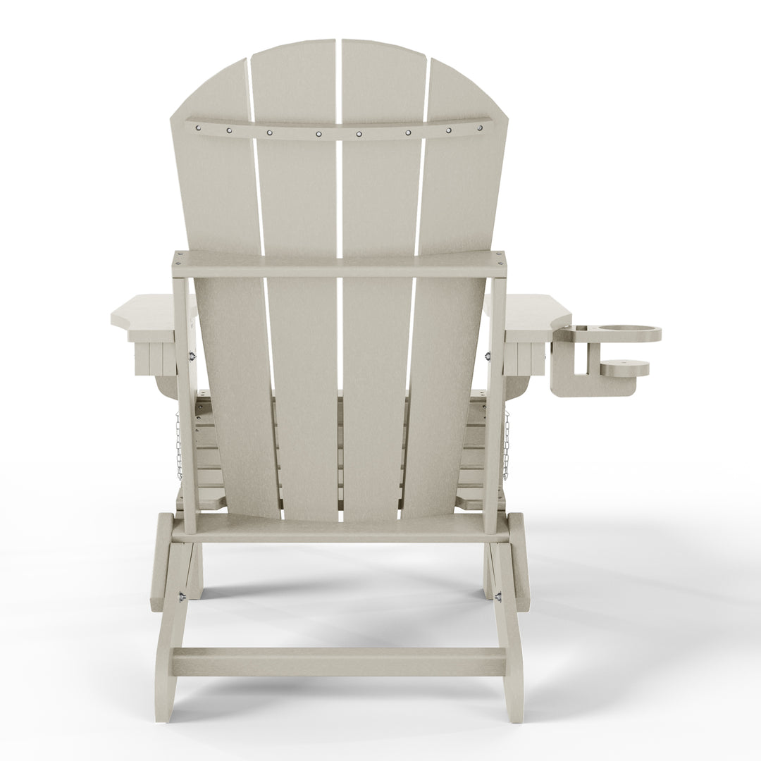 Malibu Folding Adjustable Adirondack Chair with Retractable Ottoman and Cup Holder (Set of 2)