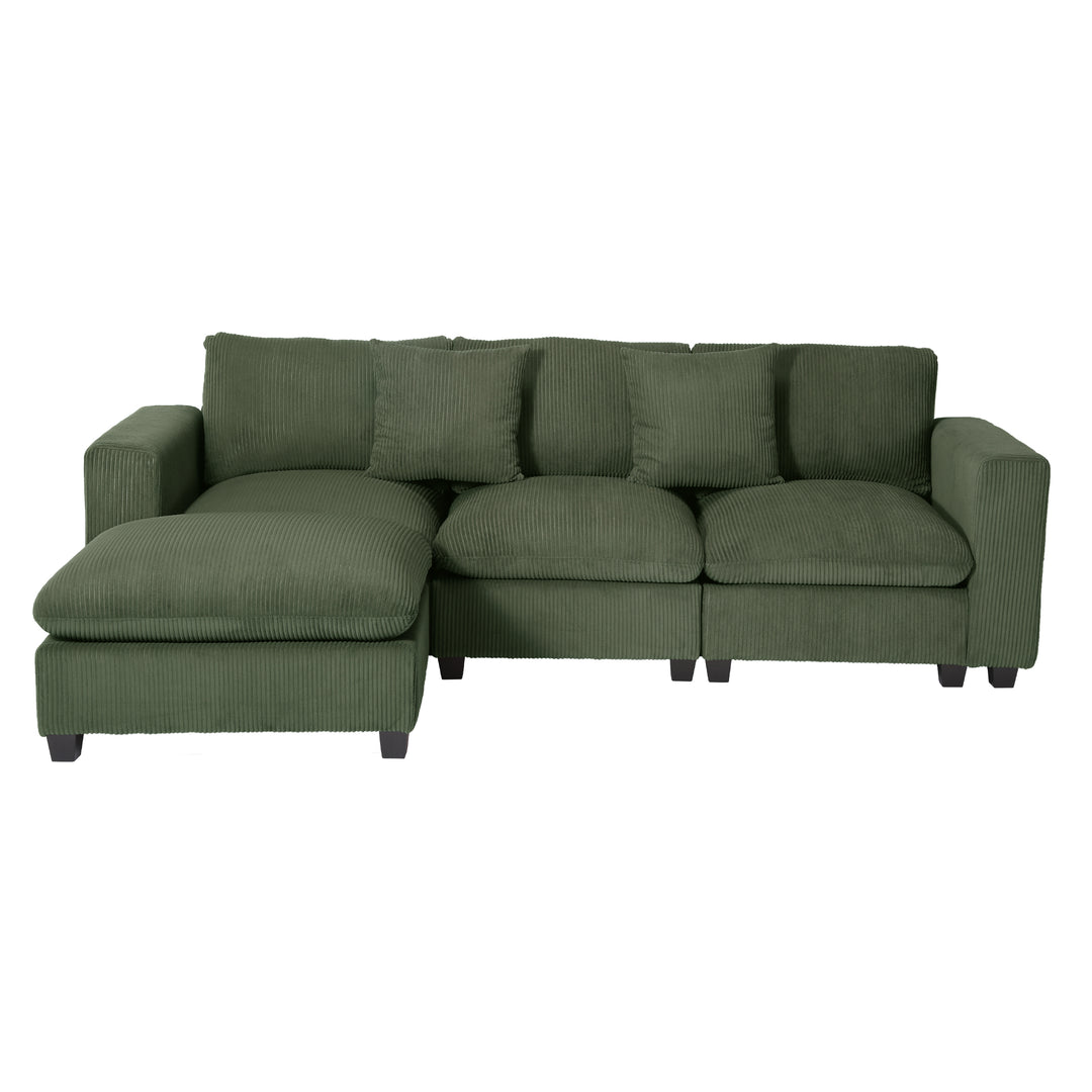 Hearthside 99" Modular Corduroy L-Shaped Sectional Sofa and Chaise With USB/Type-C Ports and Side Pockets